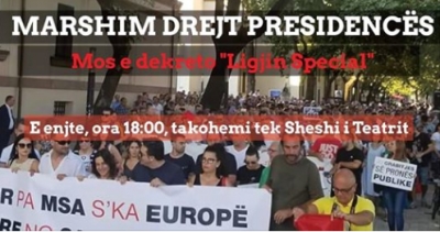 “Mos e dekreto ‘ligjin spepcial’ “, nesër marshim para Presidencës për teatrin