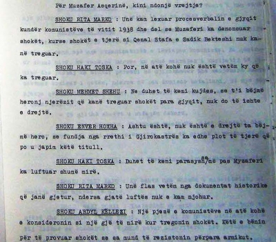Faksimile e diskutimeve të Byrosë Politike më 17.11.1969
