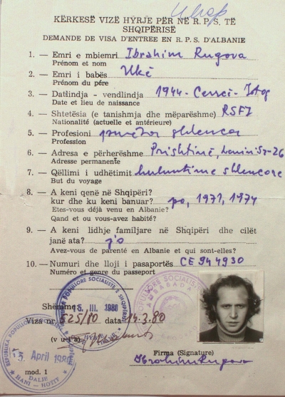 1980/Kur Ibrahim Rugova kërkonte vizë dhe regjimi enverist e konsideronte “armik”