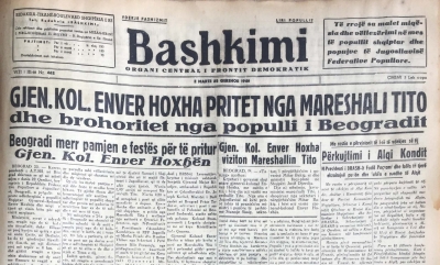 1946/Vizita e E.Hoxhës në Jugosllavi. I gëzuar se ndodhej në gjirin jugosllav