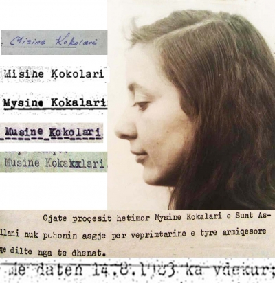 Musine Kokalari në hetuesi në vitin 1946, si dhe format e shkrimit të emrit të saj në dokumentet hetimore operative të regjimit