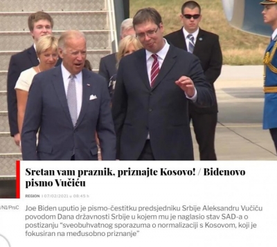 Mediat në Serbi: Presidenti i SHBA Biden i kërkon Vuçiç të njohë Kosovën!