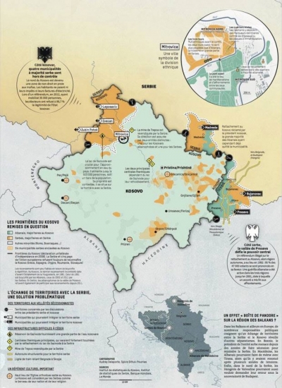 Gazeta franceze: Ja harta e planit Thaçi-Vuçiç, kufijtë e rinj mes Kosovës dhe Serbisë