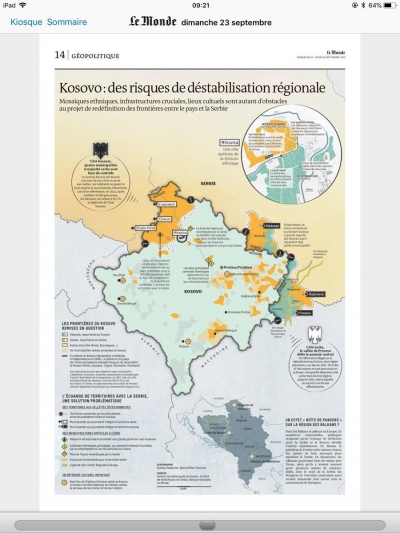 &quot;Le Monde&quot;: Kjo është &quot;harta e re e Kosovës&quot;