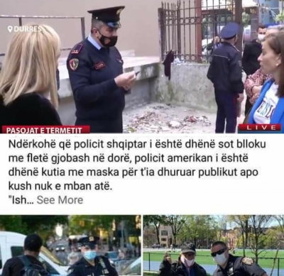 Policia shqiptare pret gjoba,Policia amerikane ndan maska...