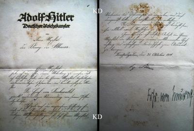 1936/Letër e Adolf Hitlerit për Mbretin Zog