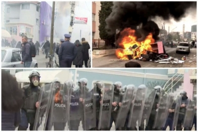 Policia nis dhunën edhe në Shkodër, hidhet gaz lotsjellës për të shpërndarë protestuesit