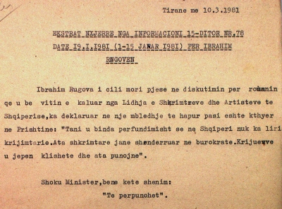 Rugova në vitin 1981: &quot;Në Shqipëri nuk ka liri krijimtarie&quot;