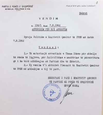 1982/Gënjente si të gjithë për shifrat imagjinare të sukseseve, burg sekretarit të parë