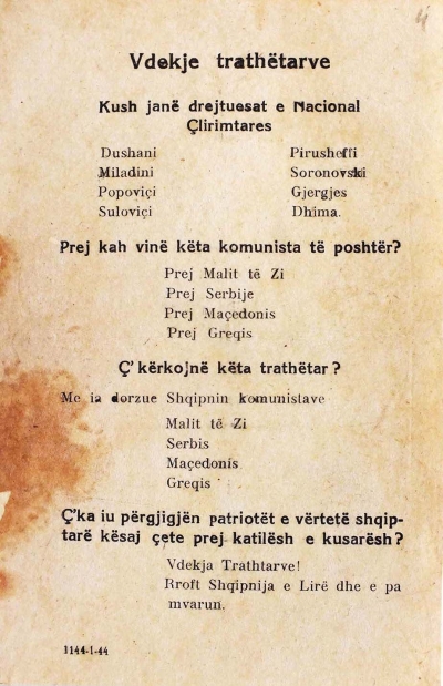 Trakt i vitit 1944 për &quot;drejtuesit e nacionalçlirimtares&quot;