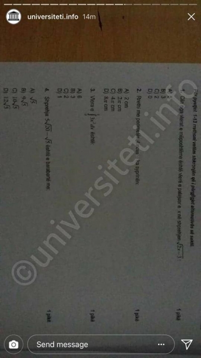SKANDALI i Ministrisë së Arsimit/Del teza e matematikës për provimin e Maturës