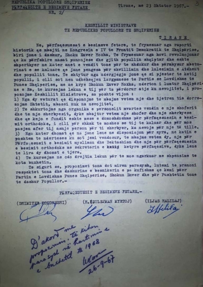 1967/Letra qesharake e “përfaqësuesve fetarë”: Nuk duam kushte, rroftë udhëheqja