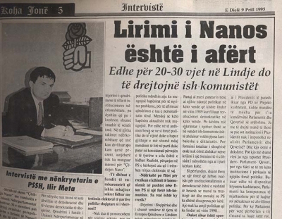 Historia e KJ/Ilir Meta në prill 1995: Edhe për 20-30 vjet në Lindje do të drejtojnë ish-komunistët