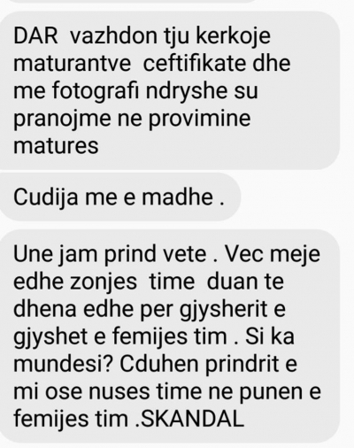Të dhënat personale për zgjedhjet, Denoncimi/Maturantëve u kërkohet çertefikatë me fotografi