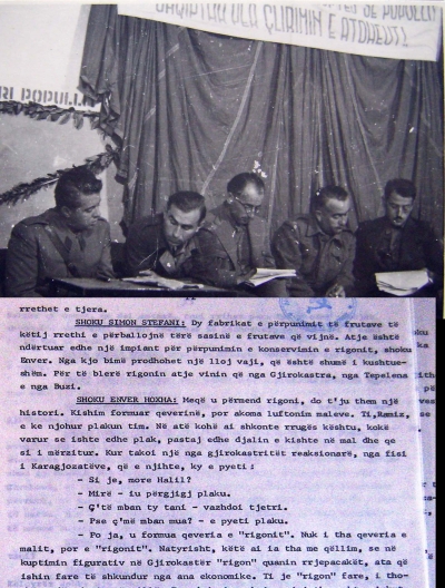Qeveria e parë e rigonit, formuar në Berat në tetor 1944 dhe faksimile nga mbledhja e vitit 1979