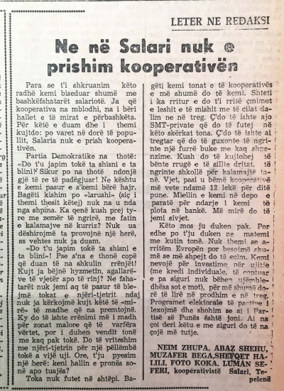 1991/Fshatarët e Salarisë: Nuk e prishim kooperativën, morëm 12 lekë në ditë