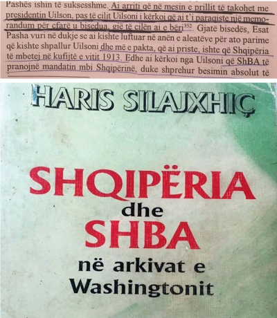 Faksimile librit ku bëhet fjalë për takimin Wilson-Toptani në vitin 1919