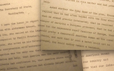 Kabllogrami i ministrit Bernstein për Sekretarin e Shtetit, ku përshkruan kërkesën e Abdurahman Krosit për ta ndihmuar t&#039;i gjejë Mbretit një nuse amerikane.