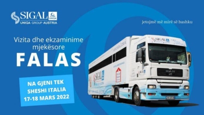 Klinika Lëvizëse “SIGAL UNIQA” stacionohet në Tiranë/ Dy ditë vizita dhe ekzaminimeve falas për qytetarët
