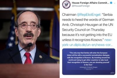 Mesazhi nga SHBA, Engel: Nuk ka hyrje të Serbisë në BE pa njohur Kosovën