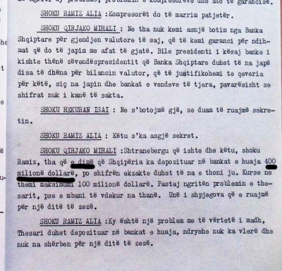 400 milionë dollarë të depozituar në bankat e huaja para vitit 1990