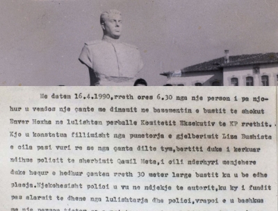 Eksploziv bustit të Enver Hoxhës në Shkodër, 16 prill 1990