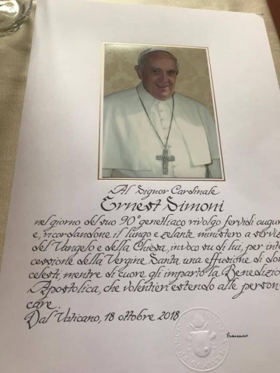 Papa Francesku vlerëson Kardinal Ernest Troshanin në 90 vjetorin e lindjes