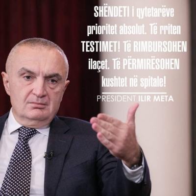 Meta:SHËNDETI i qytetarëve prioritet absolut. Të rriten TESTIMET! Të RIMBURSOHEN ilaçet. Të PËRMIRËSOHEN kushtet në spitale!