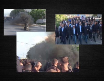 Foto-Video/ Ndizet protesta në Elbasan, qytetarët djegin goma