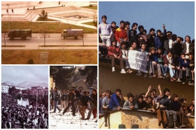 Nga protesta në qytetin “Studenti”, tanket në Bulevard, përleshjet me policinë dhe tërheqja zvarrë e monumentit të Enverit.