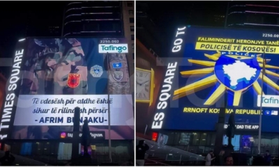 “Faleminderit heronj”/ Mesazhe për Policinë e Kosovës shfaqen në ‘Time Square’ në New York