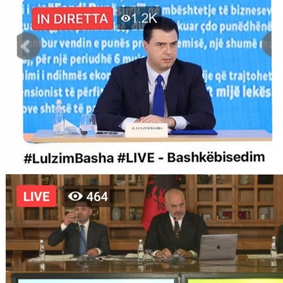 Berisha/Kësaj i thonë kufomë e pakallur politike.Ish kryeministri Rama ndiqet live nga 483 zyrtare ose 300% me pak se sa kryeministri Basha, i cili ndiqet live nga 1200 qytetare.