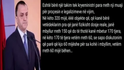 Skandaloze/Berisha:Artan Lame udhezon vartesit te mashtrojne 100000 familje per legalizimin e objekteve te tyre.