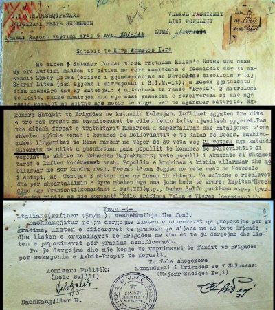 Raporti përmbledhës i Shefqet Peçit dhe Delo Balilit për ngjarjet e shtatorit 1944