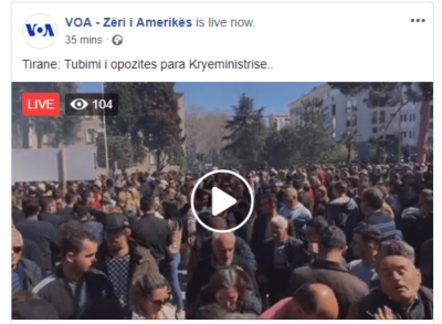 VIDEO/ Zëri i Amerikës jehonë protestës në Tiranë, e transmeton LIVE