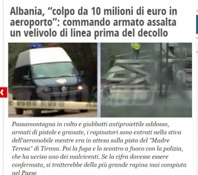 Mediat botërore:10 milionë euro shuma e vjedhur në aeroportin e Shqipërisë