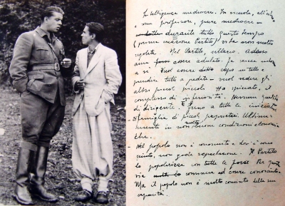 E.Hoxha dhe N.Spiru në vitin 1944 dhe teksti i letrës në gjuhën italiane