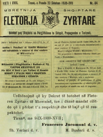 1939/Ndryshimi i emrave u ndal nga Jacomoni