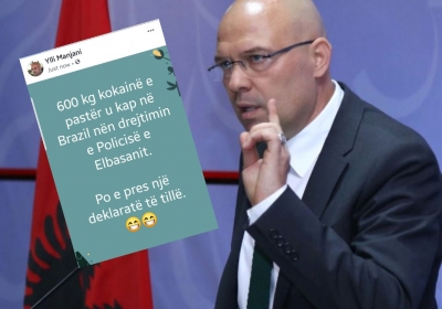Ironia e Manjanit me Policinë shqiptare pas operacionit në Brazil për 617 kg kokainë me mbishkrimin &quot;Fk Elbasani&quot;