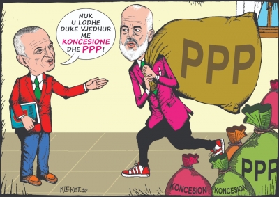 Karikatura e ditës/Nuk u lodhe duke vjedhur me koncesione dhe PPP?