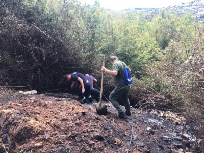 Foto/ Shpërthen zjarri në Dajt, vështirësi të mëdha në fikje