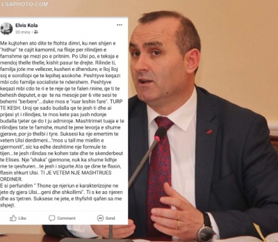 Socialisti i Dibrës, Ulsi Manjës: Rilinde vetëm ti e sorollopi yt. Pështyve çdo socialist, turp të kesh!