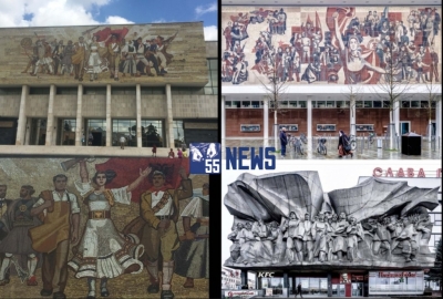 Mozaiku në Tiranë dhe rastet në Drezden (sipër) dhe Minsk (poshtë)