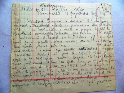 1945/Telegrami i “partizanëve” kosovarë për Titon