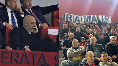 Shpërthen stadium! &#039;Rama ik&#039; edhe në ndeshjen e Partizanit të Ramës