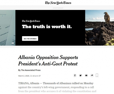 New York Times jehonë protestës së Presidentit